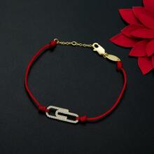 Moonmory 1 Peça Simples Clipe De Papel Com Zircônia Cúbica Prata Esterlina 925 Fecho Vermelho Cordão Bracelete Para Mulheres Fashionable Jóias Presente De Menina Prata
