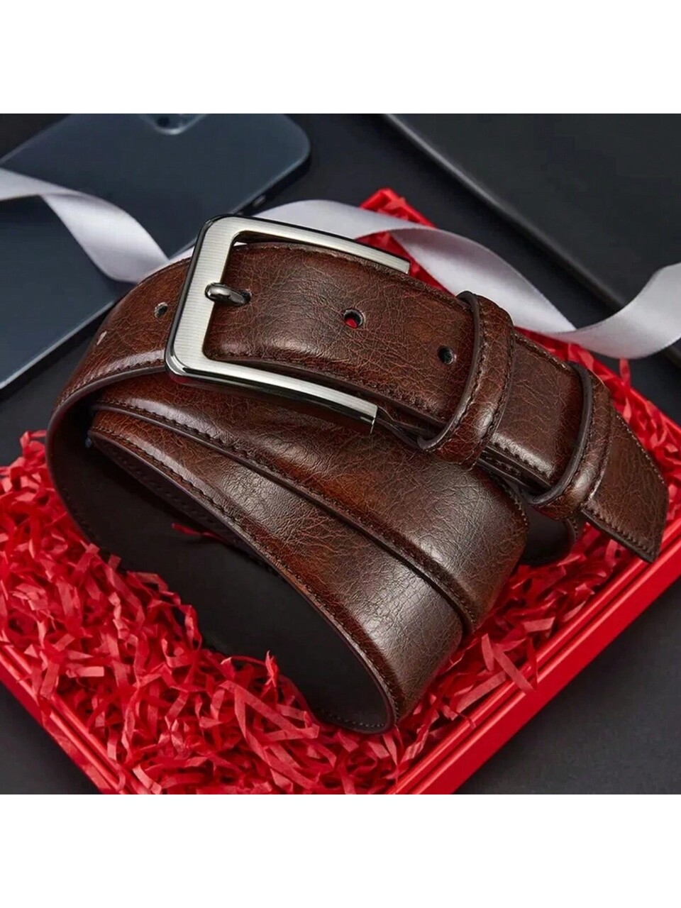 1pc Men's Elegant Fashion Versatile PU Belt, Business Casual Waist Belt, Minimalist Men's Belt Suitable For Daily Business, Travel, Dining And Matching