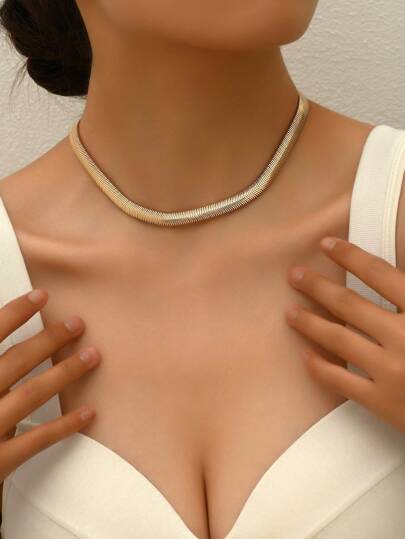 1pc Minimalist Metal Snake Chain Necklace