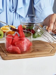 1只高硼硅玻璃碗配蓋,適用於水果、甜點、糖果、小食品和存儲兒童沙拉碗 - 無色 - 查看 3