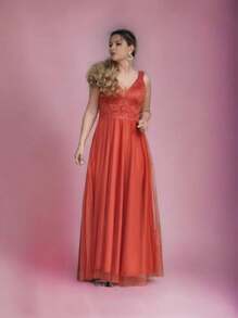 Women Dresses - Màu Cam cháy - Xem 2