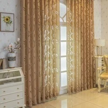 1pc Gold Thread Woven Transparent Curtain For Living Room, Bedroom, Dining Room, Kitchen; Rustic & Modern Style - Coffee Brown - View 6
