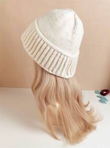1 件秋冬女用大帽簷針織帽,時尚休閒便帽,適合日常配戴 - 米色 - 查看 2