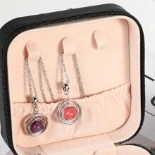 Caja de almacenamiento y exhibición mini para joyas, caja de embalaje de joyas para collares, aretes, anillos, estuche de joyas para boda - Negro - Ver 8