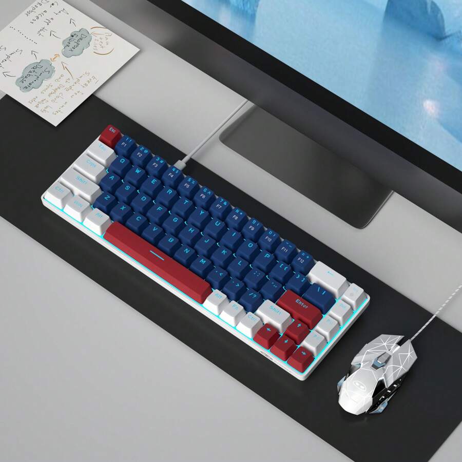 MageGee Box 60 Mechanical Gaming Keyboard Wired Keyboard Blue/Red