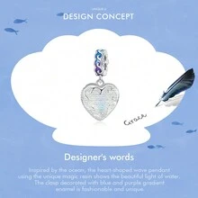 WOSTU 1pc 925 Sterling Silver Heart Shape Wave Letter 'd' Pendant For Summer - Silver - View 8