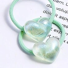New Arrival 5pairs/set Clear Jelly Heart Shaped Hair Ties, Headbands - Multicolor - View 2
