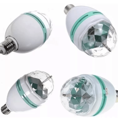 lâmpada giratória led Rgb bola maluca iluminação festa E27c/bocal