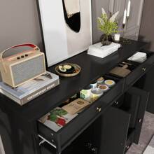 Buffet Cabinet Storage Kitchen Sideboard Farmhouse Buffet Server Bar Wine Cabinet with 5 Drawers & 4 Doors, Console Table for Dining Living Room Cupboard