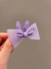 8 Cái Nơ Nữ & Pom Pom Trang Trí Kẹp Tóc Cá Sấu Thời Trang Để Trang Trí Tóc - Màu tím - Xem 3