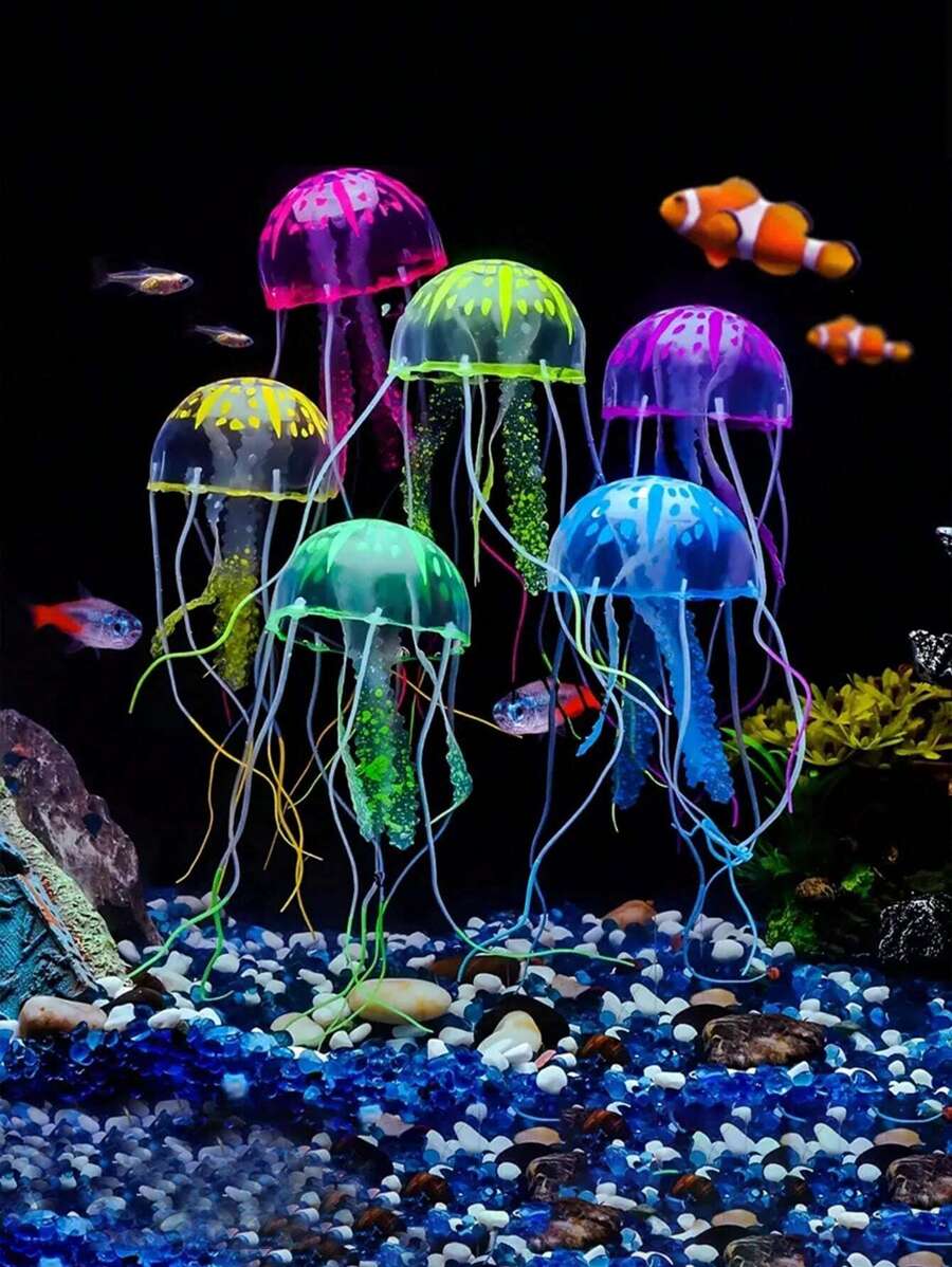 1 件发光硅胶人造水母水族馆装饰用于美化