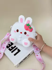可愛的卡通兔子矽膠斜跨包,兒童迷你包