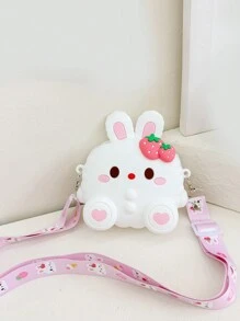 可愛的卡通兔子矽膠斜跨包,兒童迷你包