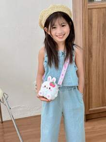 可愛的卡通兔子矽膠斜跨包,兒童迷你包