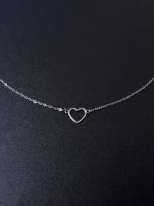 1pc Heart Pendant Necklace For Women, Suitable For Daily Wear Valentines,Mom,Mother,Mother's Day,Gift