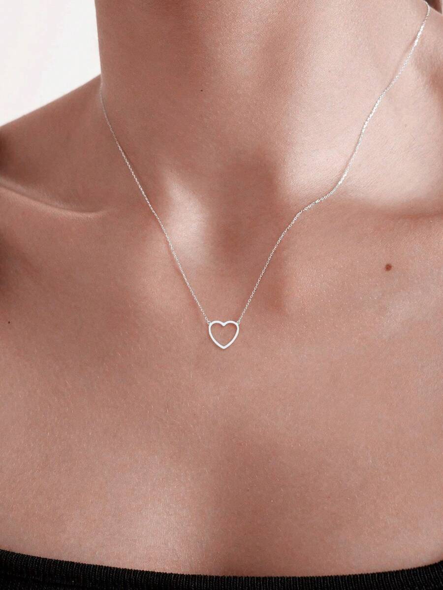 1pc Heart Pendant Necklace For Women, Suitable For Daily Wear Valentines,Mom,Mother,Mother's Day,Gift