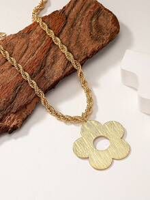 1入組簡約風&優雅花卉圖案項鍊適合女士,ins風格鎖骨鏈條,復古風格,個性化甜美可愛流行