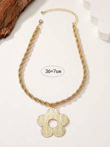 1入組簡約風&優雅花卉圖案項鍊適合女士,ins風格鎖骨鏈條,復古風格,個性化甜美可愛流行