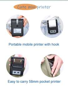 KEFAR Impresora Portátil Mini Oem Sin Tinta, Impresora Portátil De Mano Para Recibos Térmicos Inalámbrica Usb De Bolsillo - Negro - Ver 6