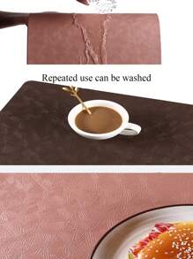 1個浮雕紋理pu材質隔熱,防滑和防油餐墊 - 咖啡棕 - 查看 5