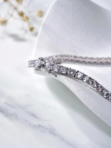 ESBERRY 1條閃爍的4mm鋯石手鍊,s925純銀情人節君子精美珠寶男士禮物 - 銀色 - 查看 6