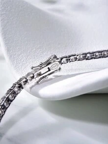 ESBERRY 1條閃爍的4mm鋯石手鍊,s925純銀情人節君子精美珠寶男士禮物 - 銀色 - 查看 7