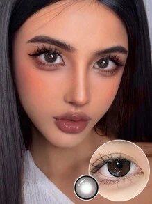 1 副彩色隐形眼镜黑色隐形眼镜 14.5 毫米软镜片可使用 6 个月万圣节服装角色扮演 - 黑色 - 查看 1