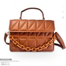 Shendy Vendy Women's Metal Chain One Shoulder Crossbody Bag - 咖啡棕 - 查看 4