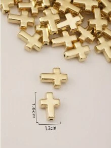 40入組時尚3d電鍍abs材質十字形珠子,適用於手工製作手鍊,項鍊,diy珠寶製作用品 - 暗銀色 - 查看 4