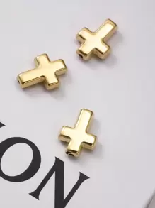 40入組時尚3d電鍍abs材質十字形珠子,適用於手工製作手鍊,項鍊,diy珠寶製作用品 - 暗銀色 - 查看 3