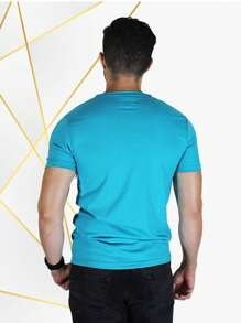 Playera para hombre en cuello V color azul aqua - Agua verde azul - Ver 4