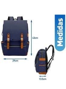 Mochila Vintage Bluelander Impermeable con Compartimento para Laptop de 16 Pulgadas y Cierre Antirrobo. - Azul - Ver 5