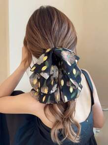 1pc Women's Romantic Floral Bowknot Hair Clip With Gold Foil, Elegant And Sweet Hair Accessory For Large Quantity Hair Valentine's Day Hair Claws Claw Clips Hair Clips Hair Jaw Clip Hair Clamps Hair Clutch Hair Catcher Clip, Bow Accessories, School Stuff, College Fall Winter Flower Hair Accessories For Women For Vacation Outfits Woman