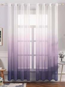 1pc Gradient Purple Decorative Voile Curtain - Purple - View 7
