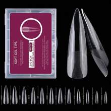 240pcs XXL Long Stiletto Full Cover 2 In 1 Half Matte Fake Nail Quick Extension Soft Gel Tips For Women And Girls Manicure Press On Nail Press On Nails Nail Supplies