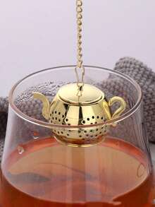 1pc Golden Cute Creative Stainless Steel Tea Infuser - Gold - View 3