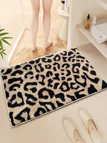 1入/條豹紋短毛絨防滑吸水機洗浴室臥室客廳廚房門墊地毯,50x80cm (19.7x31.5inch) - 豹紋 - 查看 4