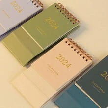 MU XIAO 2024 Mini Desk Calendar, Simple Style, Solid Color - Navy Blue - View 3