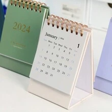 MU XIAO 2024 Mini Desk Calendar, Simple Style, Solid Color - Navy Blue - View 4