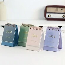 MU XIAO 2024 Mini Desk Calendar, Simple Style, Solid Color - Navy Blue - View 5