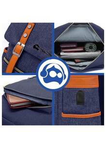Mochila Vintage Bluelander Impermeable con Compartimento para Laptop de 16 Pulgadas y Cierre Antirrobo. - Azul - Ver 6