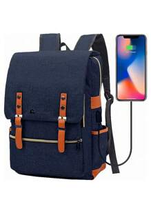 Mochila Vintage Bluelander Impermeable con Compartimento para Laptop de 16 Pulgadas y Cierre Antirrobo. - Azul - Ver 1
