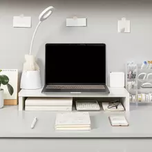 1pc Multi-Color Monitor Stand Riser Desk Storage Holder Organizer Back To School - White - View 1