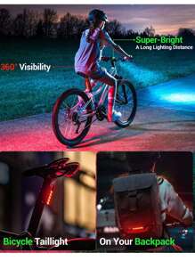 jihuo Bicycle Front And Rear Light Set, 2000 Lumens Ultra-bright Usb Rechargeable Bike Light With Quick Release And Waterproof Function, 6+4 Modes Front And Rear Light Set, Suitable For Road, Mountain, Night Riding, Easy To Install(bike Accessory)