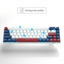 MageGee Box 60% Gaming Mechanical Keyboard Wired Game Keyboard Blue/Red Switch Type-C 68 Key LED Backlit Mini Compact Keyboard Laptop Tablet Games -Red Switch - Blue and White - View 6
