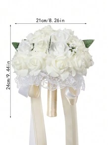 1pc Wedding Bouquets Flower Bridal Bridesmaid Hand Bouquet Faux Pearl Silk Artificial Fake Flowers For Bride Wedding Party And (White) Best Gifts,Wedding Decor,Home Decor ,Room Decor Birthday Graduation Birthday Decorations Party Decorations Bachelorette