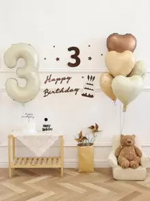 Set di palloncini vintage a forma di cuore e numeri in colore crema per decorazione di feste di compleanno da 1 a 9 anni, 10 pezzi a set - Multicolore - Visualizzare 5