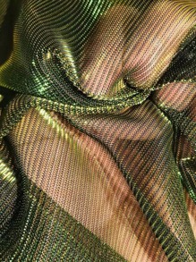 1pc Gradient Two-Color Mesh Fabric, Laser Texture See-Through Fabric Long Skirt Shawl Creative Handmade Fabric - Multicolor - View 6