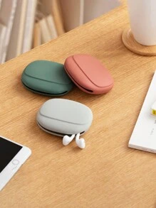 1個簡約硅膠耳機和手機充電線收納袋,多功能便攜式組織袋