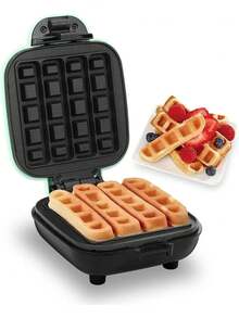 Mini waflera, pequeña máquina de gofres, máquina de gofres antiadherente - verde menta - Ver 6